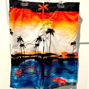 Tropical Sunset Swim Trunks